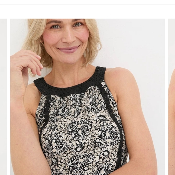 FatFace Nancy Inlay Floral Cami US 10 Nwot Black/Ivory - Picture 4 of 11